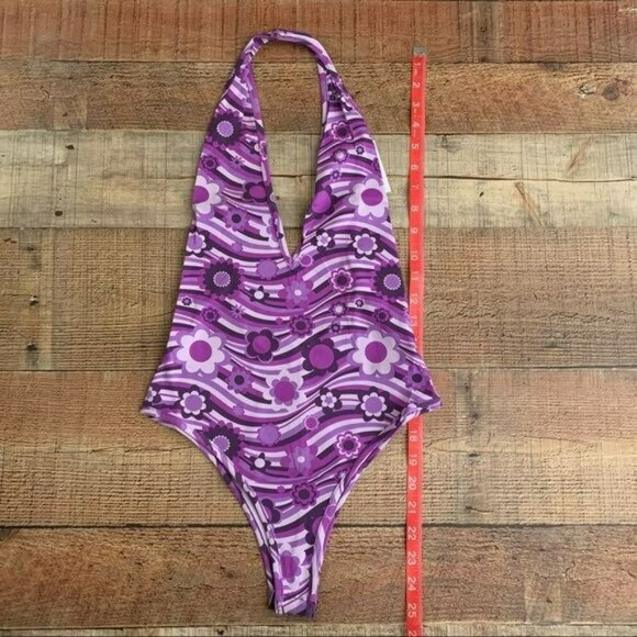 Adika retro hippie floral halter tank top bodysuit in purple - XS NWTs - Picture 2 of 9